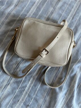QUINCE Italian Leather Crossbody Bag in Stone